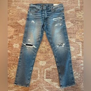 2 Pairs-AE American Eagle Outfitters Athletic Skinny Destroyed Jeans both 33/30